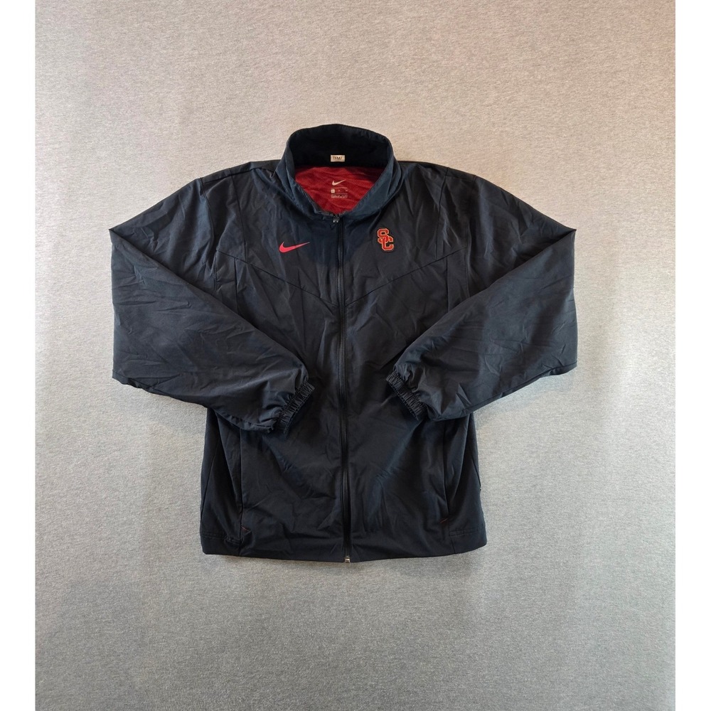 Nike USC Trojans Track Jacket Mens Small Black Full Zip Mesh Lined Windbreaker